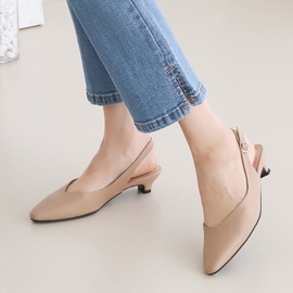 [GIRLS GOOB] Women's Comfortable Low Heels, Dress Pointed Toe Stiletto, Pumps, Sandal, Synthetic Leather - Made in KOREA